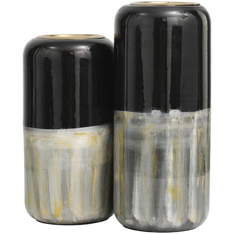 Metal Table Vase, 13.05" H x 5.65" W x 5.65" D, Silver