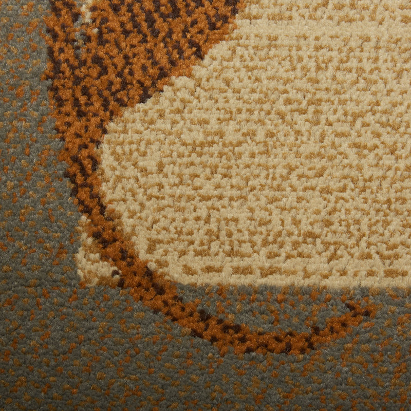 Royalty Clover Contemporary Geometric Border Area Rug, Brown/Blue, Round 5'2"