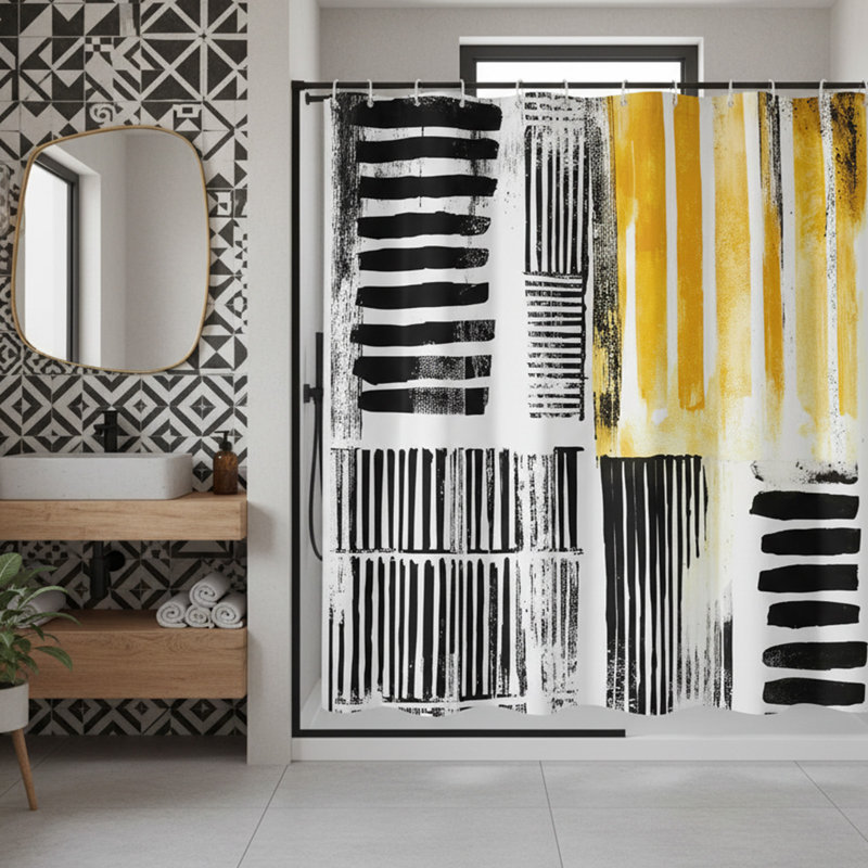 Ensemble de rideau de douche Modern Abstract