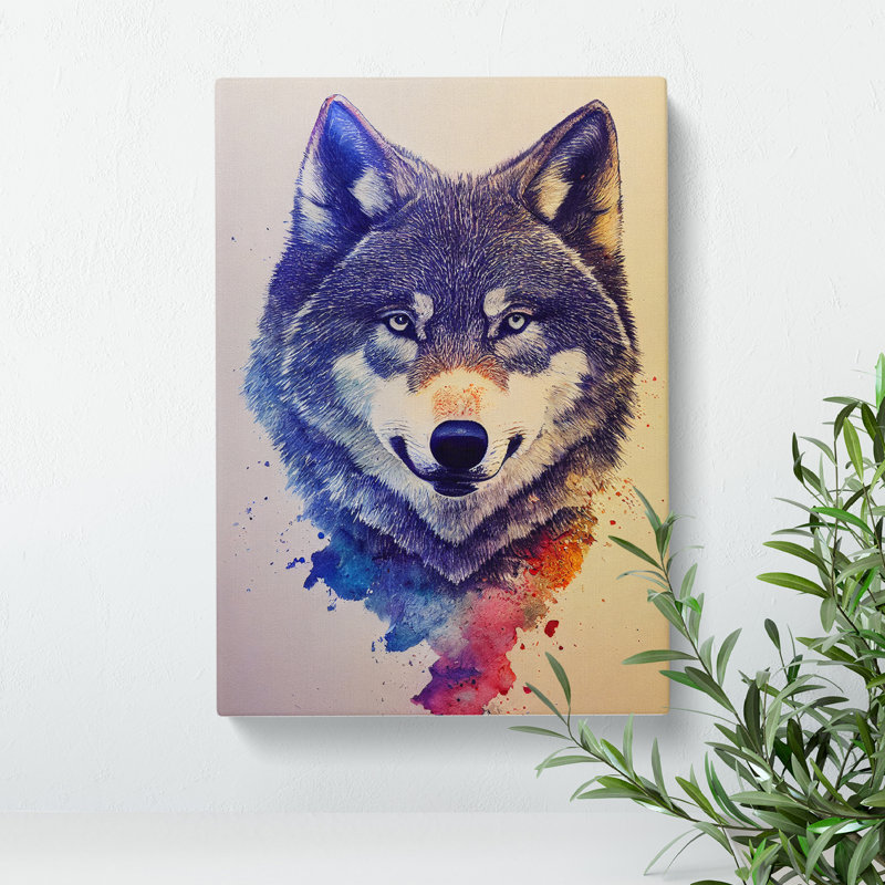 Painted Wolf - Wrapped Canvas Print, 60cm H x 40cm W