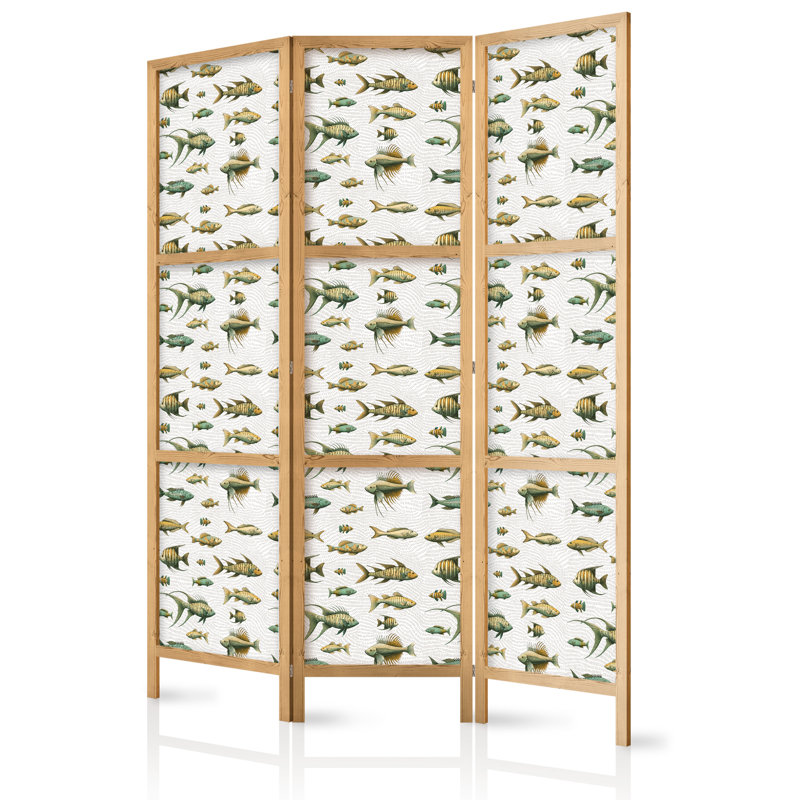 171cm H Solid Wood Folding Room Divider, 171cm H x 135cm W x 1.2cm D, 3
