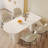 62.99" Modern Rectangle Cream White Dining Table Set with 4 Chairs for Kitchen, Bar, Living Room-418289498-423033015