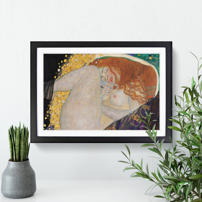 Danae Vol.2 by Gustav Klimt - Picture Frame Painting, 27cm H x 36cm W x 2cm D, Black Framed