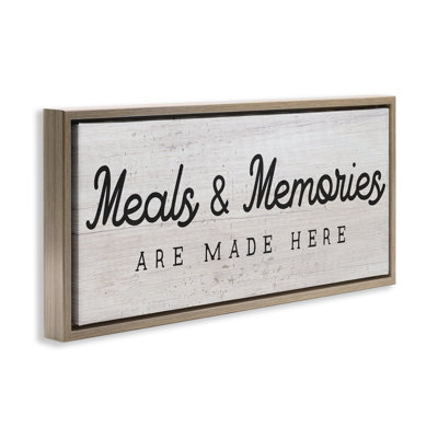 Meals & Memories Kitchen Sign Brown Grain Framed Floater Canvas Wall Art by Daphne Polselli