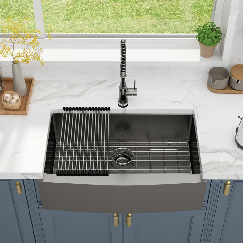  Évier de cuisine de ferme Farmhouse, L 36 po x l 21 po, Gun Metal Black