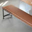 Banc rembourré en similicuir noyer noir et fer forgé-100667597