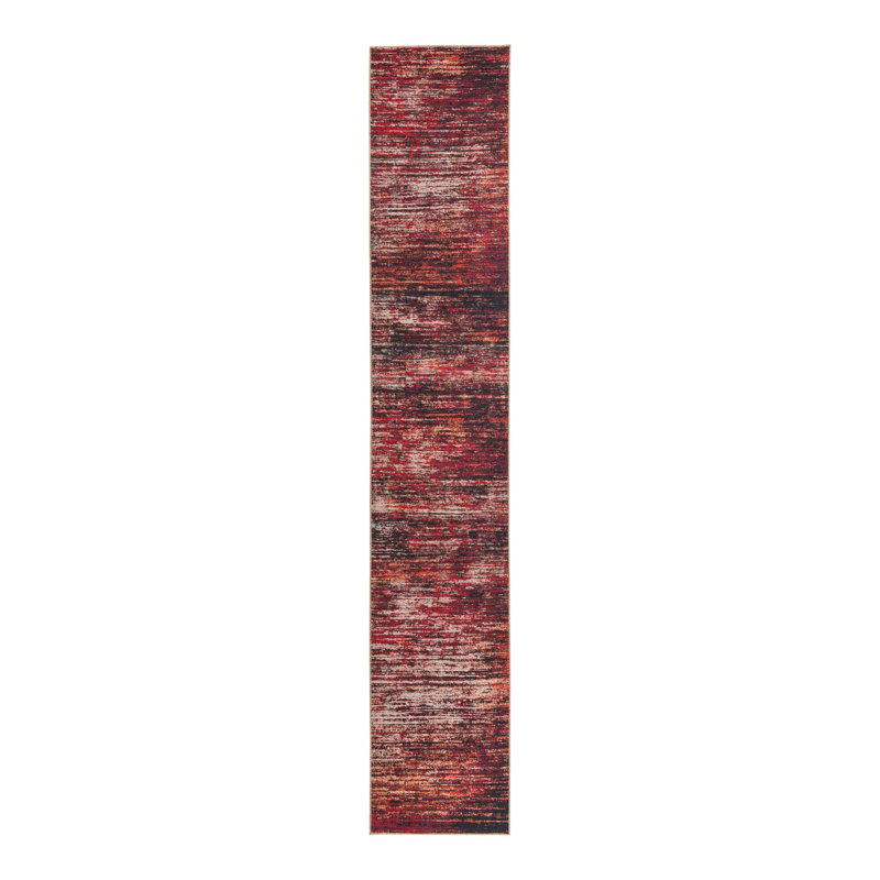 Tapis rouge / gris Montalto, Tapis de couloir 2 pi 6 po x 14 pi 1 po