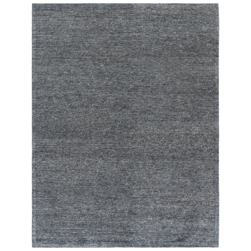 Tapis tibétain tibétain noué à la main / laine / viscose / coton rayé noir, Rectangle 8 pi x 10 pi