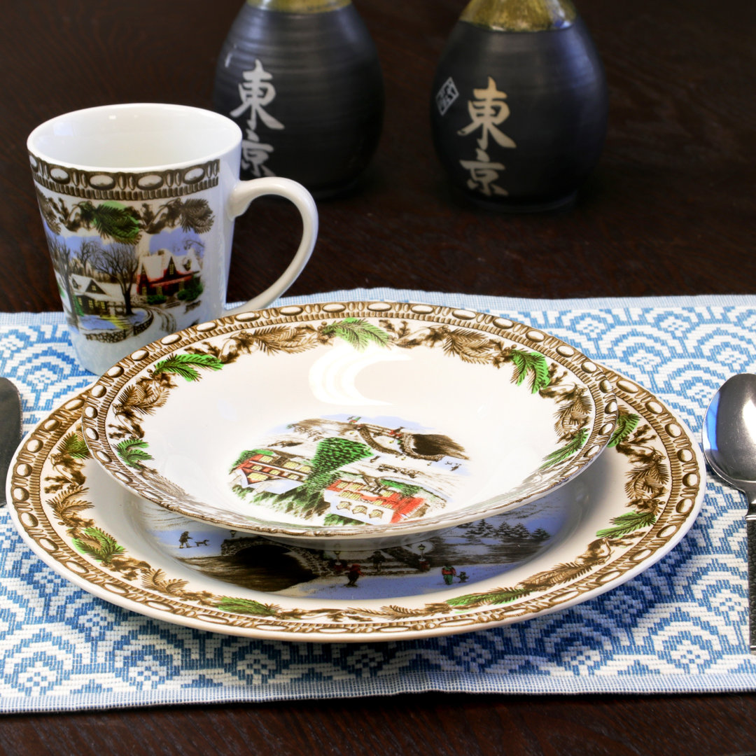 Ruthton 16 Piece Porcelain China Dinnerware Set - Service for 4 The Holiday Aisle®