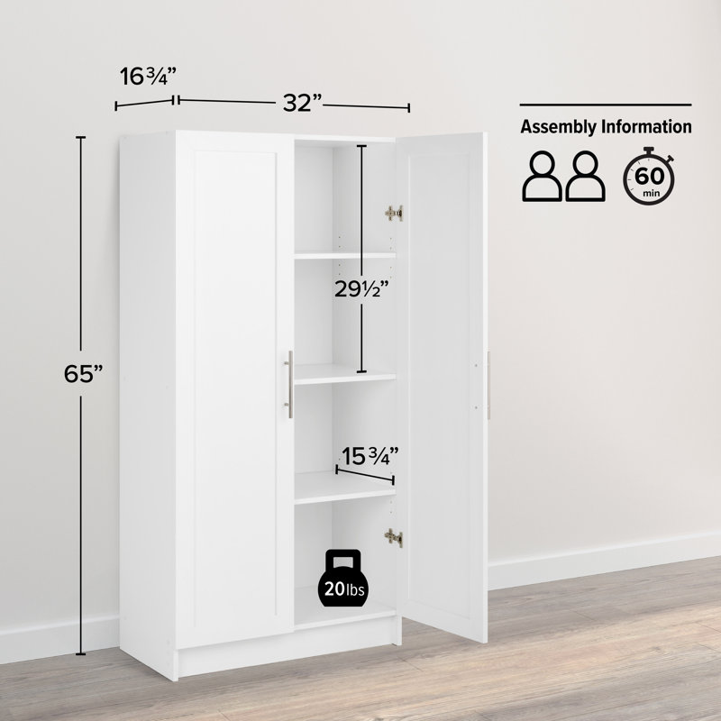 Whiffen Single Storage Cabinet ( 65'' H x 32'' W x 16.75'' D), White