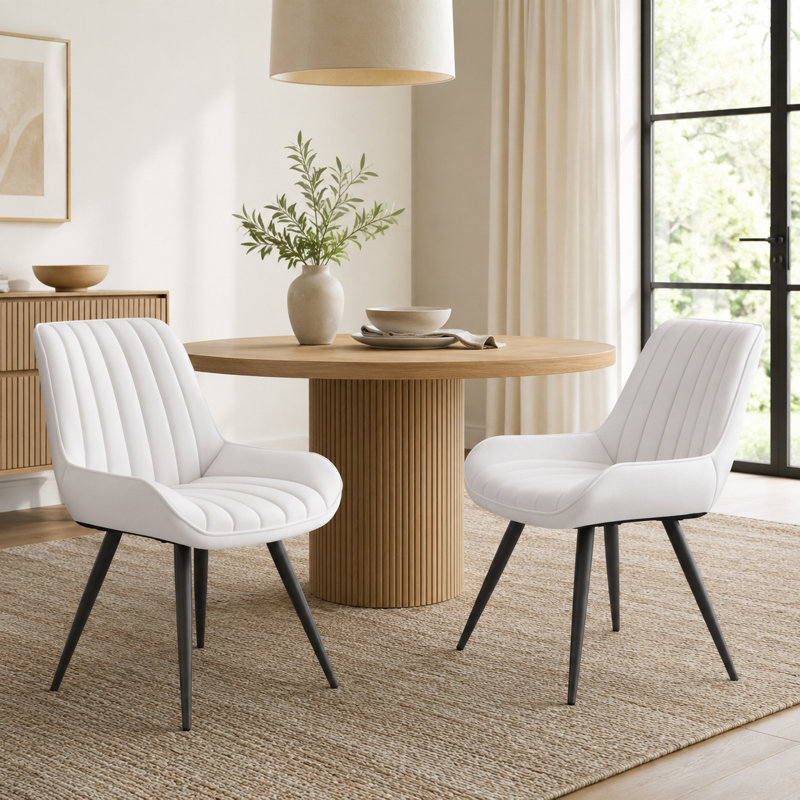 43.7cm H Polyester Upholstered Upholstered Back Side Chair, White