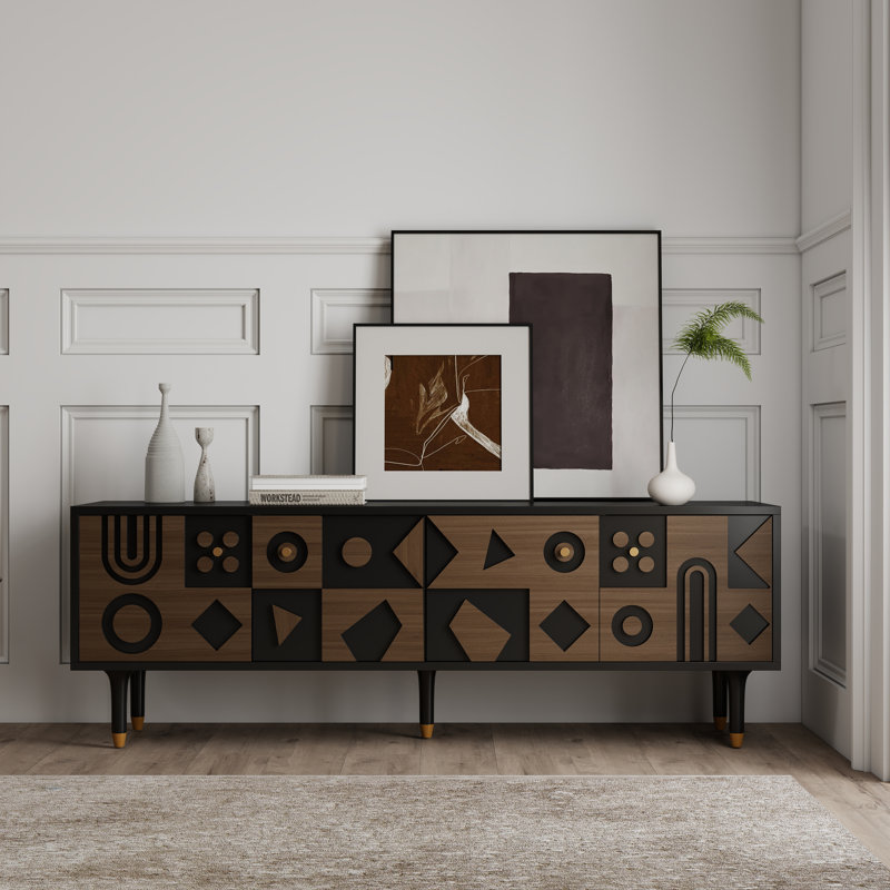 Meuble télé 70 po Mid-Century 70 po, Bois brun foncé