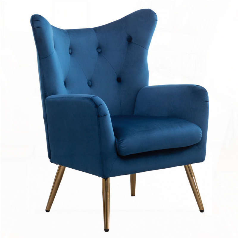 Fauteuil capitonné à 4 pieds Sovarol, Bleu