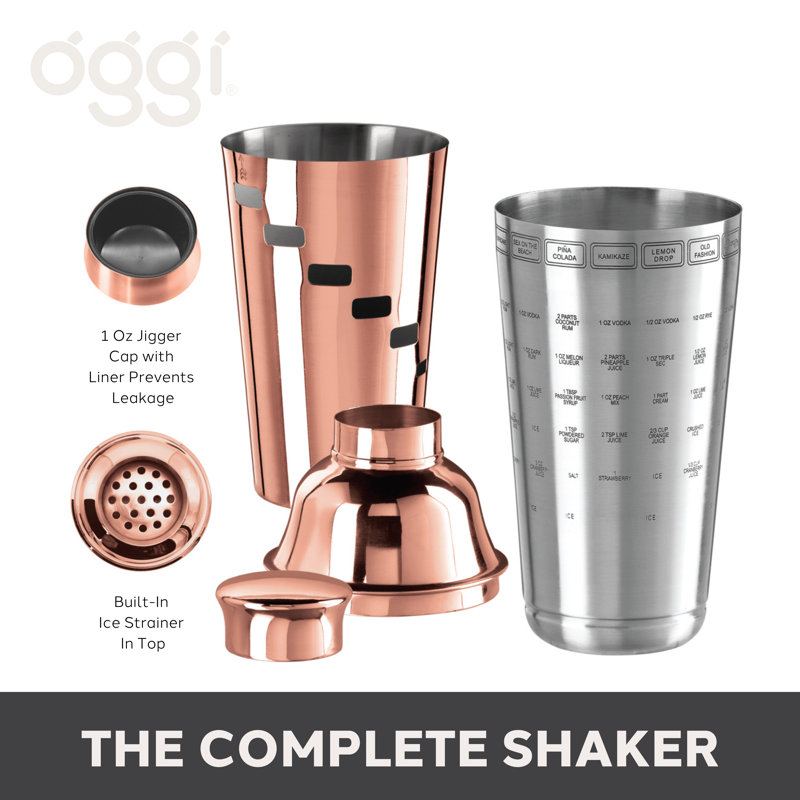 Shaker à cocktail en acier inoxydable 34 oz Oggi Barware, Cuivre