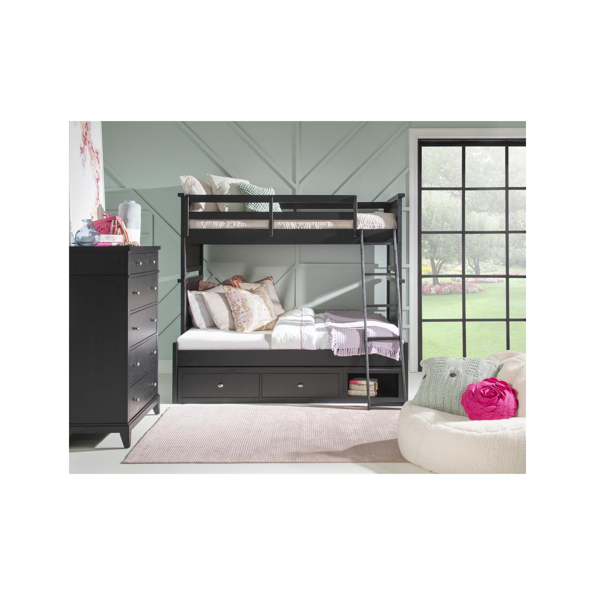 Today's Traditions Bunk Bed With Ladder, Twin Over Full, Blacksmith