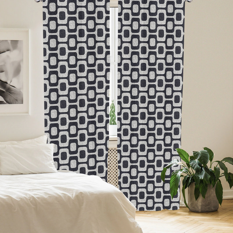 Abstract Semi-Sheer Rod Pocket Curtain Panel, 28" x 84"