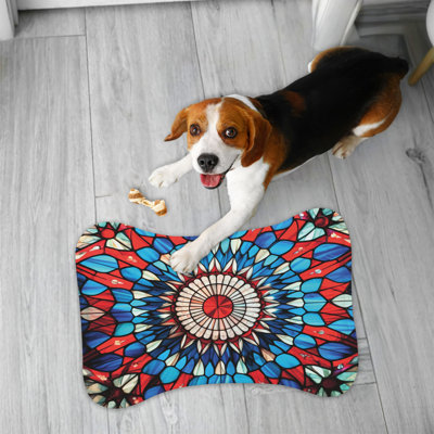 Tapis d'alimentation en os 1 pièce Patriotic Mosaic Glass