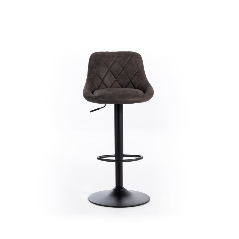 Cutchogue Swivel Upholstered Adjustable Height Bar Stool, Grey