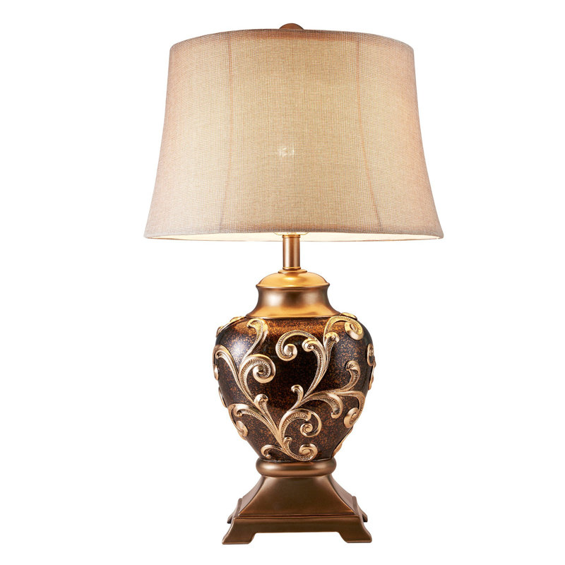 Resin Table Lamp, Gold/Beige