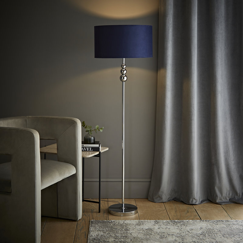 Randalia 145cm Traditional Floor Lamp, Navy Blue, Chrome
