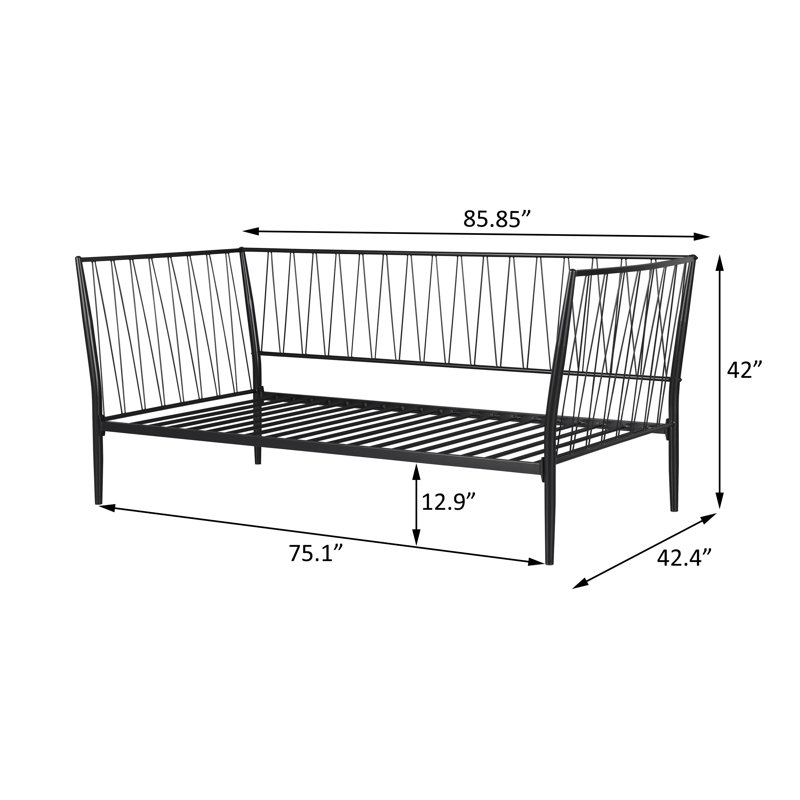 Metal Twin Daybed Bed Frame Matte Black
