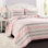 Ensemble de courtepointe réversible en microfibre rose / blanche Sara Lily