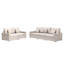 Assortiment de lin et de salon beige. Coussins avec pieds interchangeables. Sièges rembourrés de mousse avec fonction de ressorts ensachés. Meuble l 67 po x P 33,5 po et H 33 à 37 po comprenant des pattes de 95,5 po