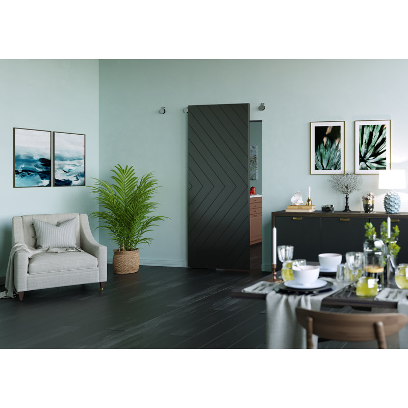 88'' Tall Black MDF Designer Barn Door Slab