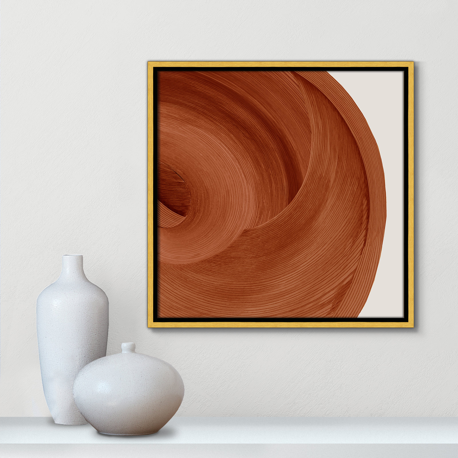 Affogato - Floater Frame Painting Print on Canvas, 17.5" H x 17.5" W x 2" D, Gold 