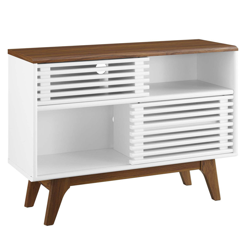 Render Two-Tier Display Stand, Walnut/White