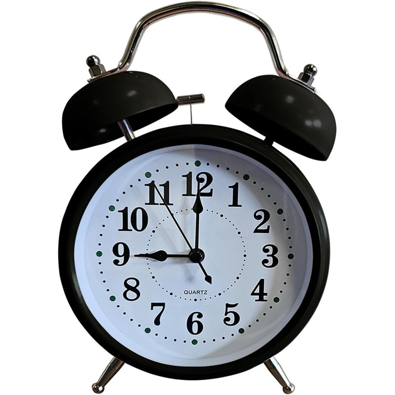 Quartz Movement / Crystal Alarm Tabletop Clock, Black