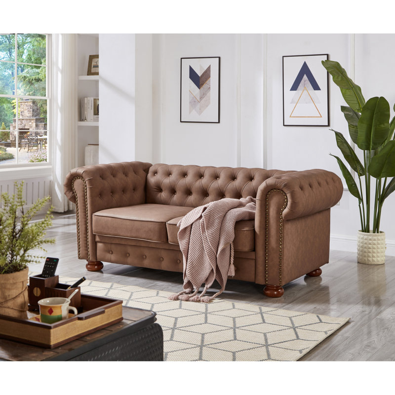 Canapé Chesterfield Modern en similicuir Chesterfield, Brun