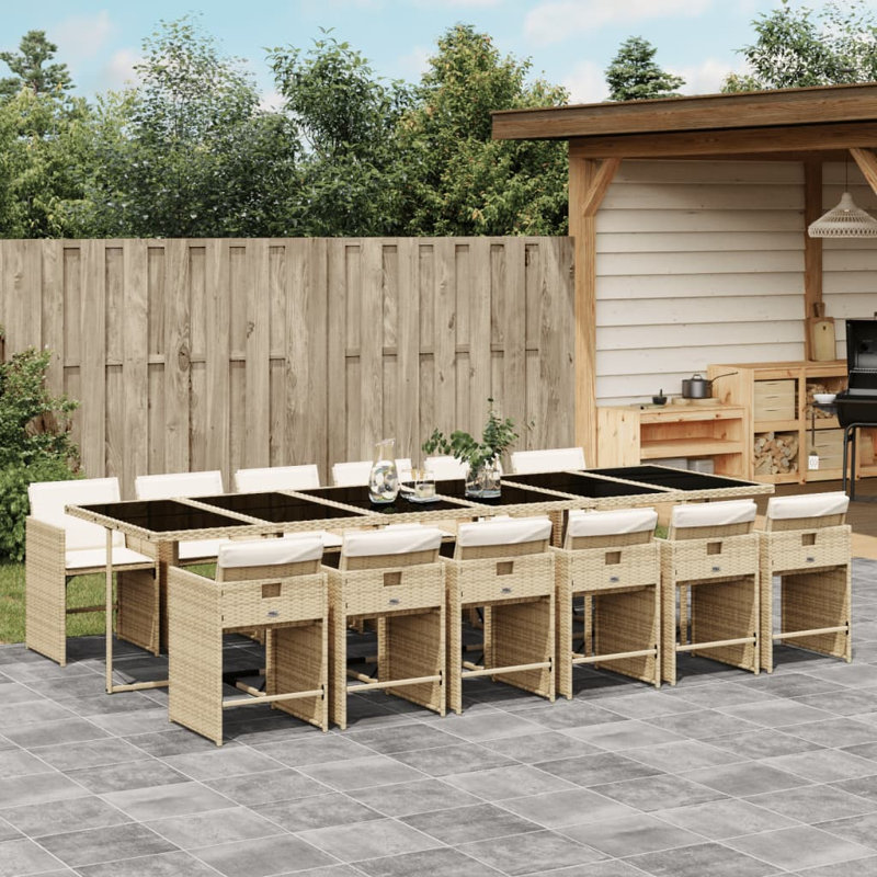  Ensemble de 12 chaises de patio, beige, noir, blanc crème, Blanc, crème, Beige