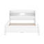 Lit plateforme en bois avec lumière DEL, tête de lit, garde-corps et tiroirs, base de lit moderne, blanc-118567448