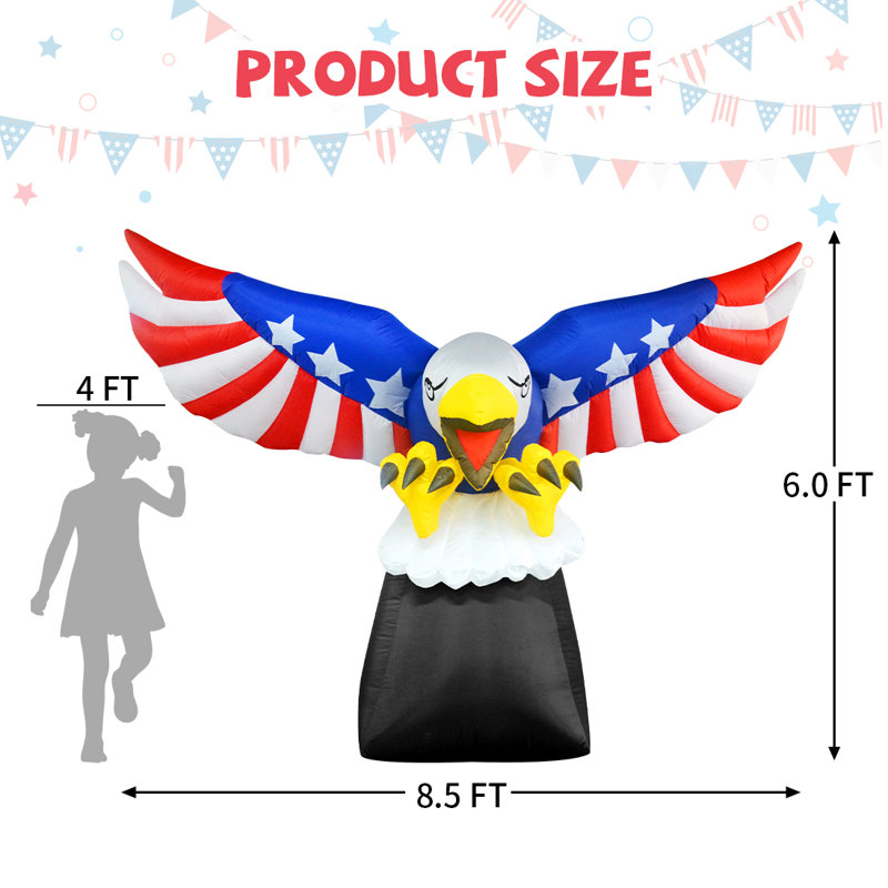 8.5 FT Patriotic Bald Eagle Inflatable with LED Lights