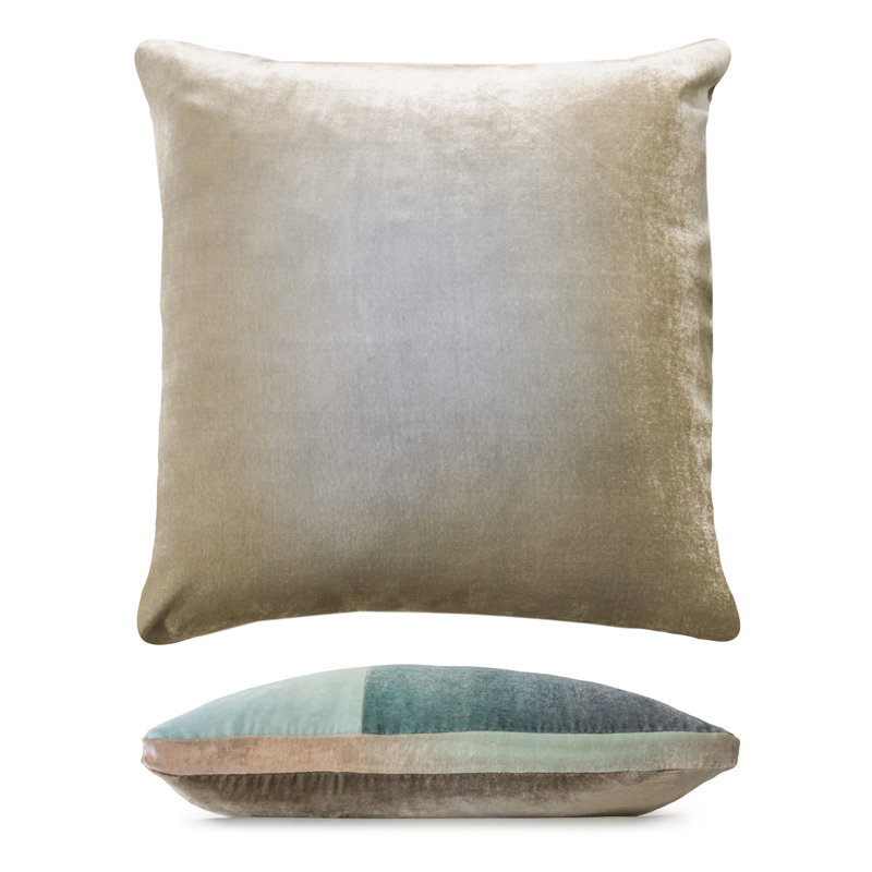 Ombre Large Rectangle Velvet Pillow Cover & Insert, Nickel, 22" H x 22" W 