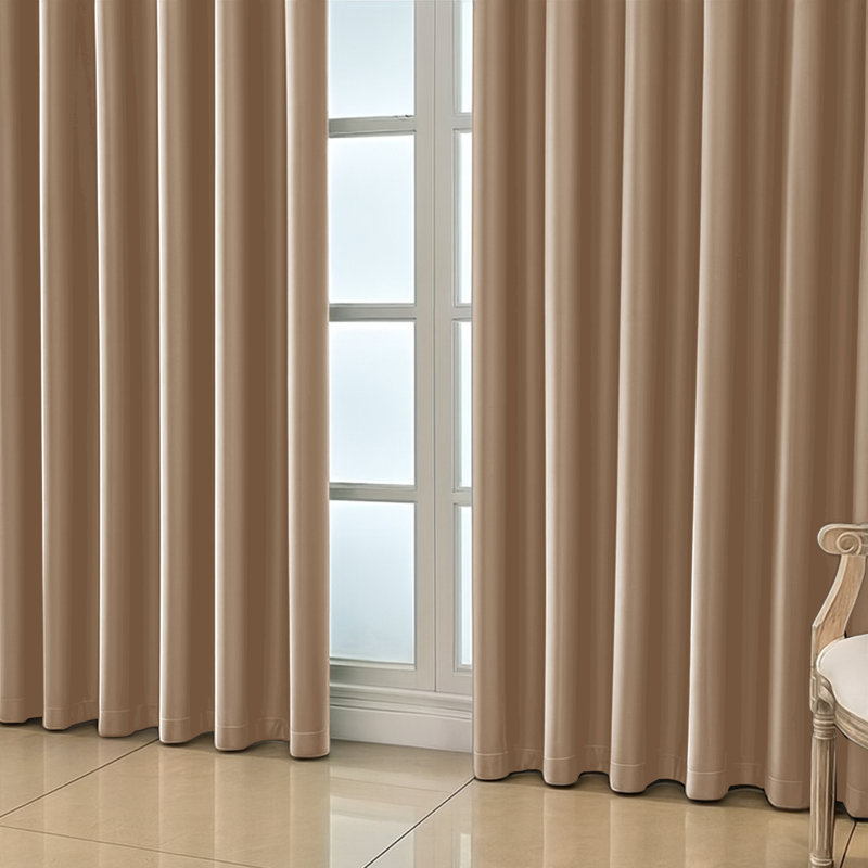 Aspire Homeware 100% Polyester Room Darkening Blackout Eyelet Curtains (Set Of 2), Beige, 168cm Width x 183cm Drop