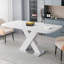 Table de salle à manger rectangulaire de 47,24 po à 62,99 po, plateau de table blanc extensible + pied de table en MDF en X avec base en métal-400012198