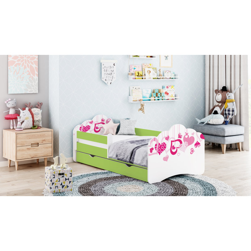 Berau European Toddler Solid Wood Bed Frame, Green, 80 x 160cm