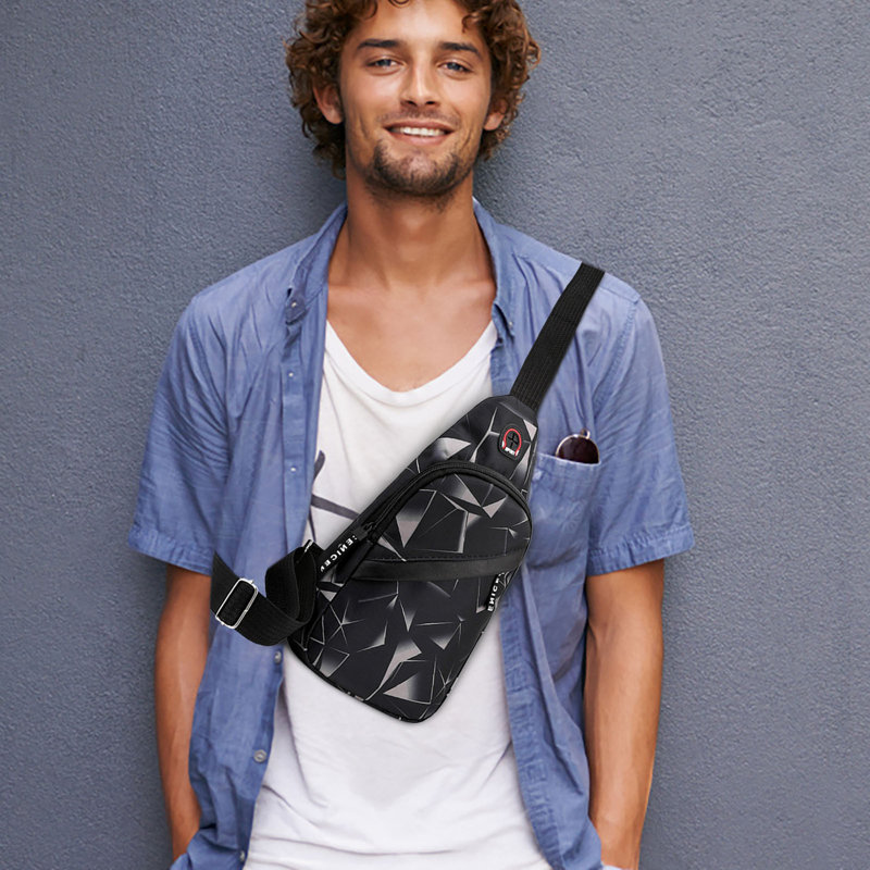 Sac à bandoulière pour homme, 11.81" H x 7.87" W x 0.39" D, Noir