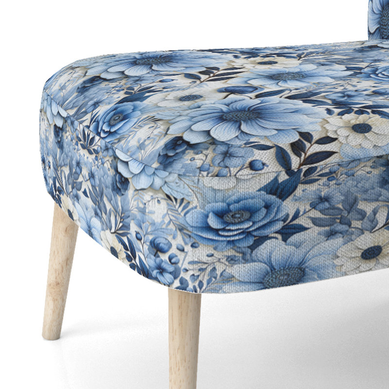 Motif floral excentrique aquarelle bleu - Chaise d'appoint rembourrée de style campagnard, Chaise d'appoint bleue