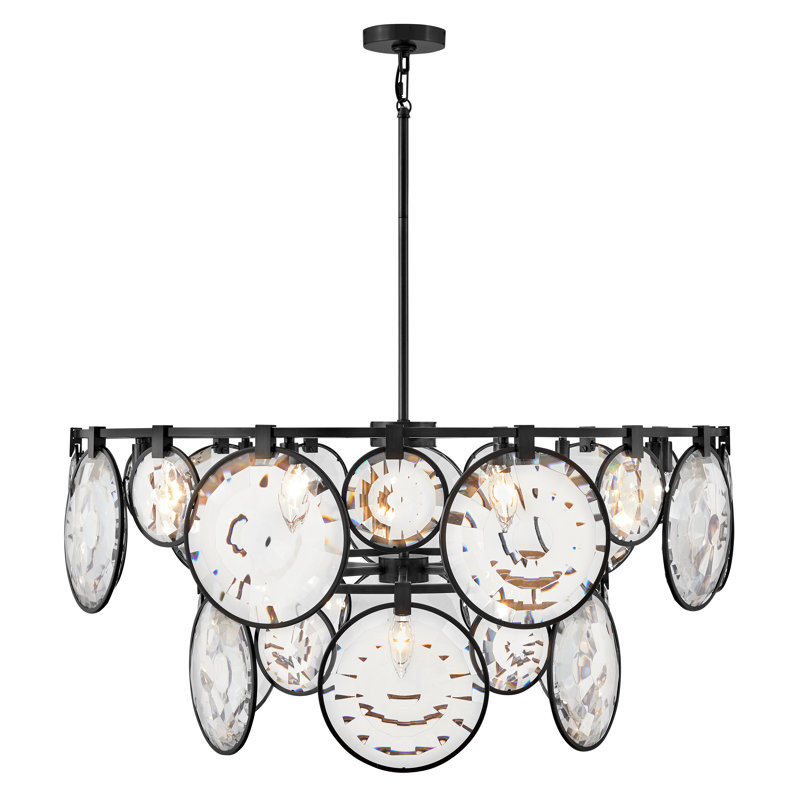 Nala 15 - Light Crystal Tiered Chandelier, Black