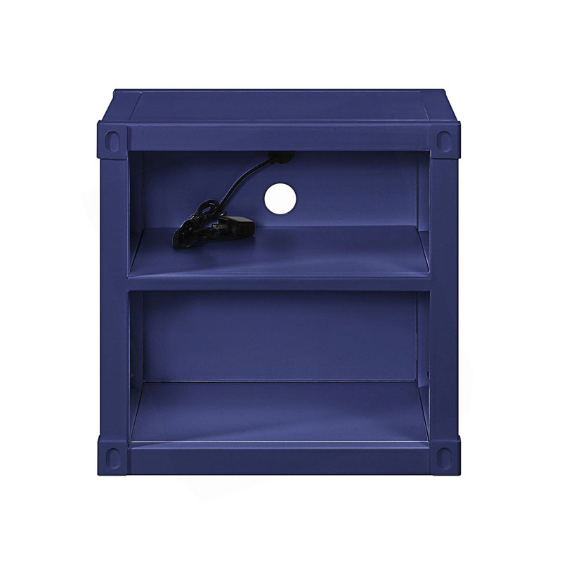Industrial Nightstand With USB, End Table