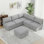 Canapé modulaire 6 places avec rangement caché, canapé convertible avec coussins moelleux
