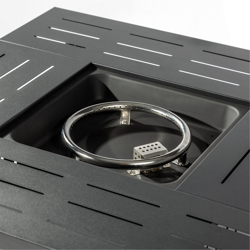 34" Propane Gas Fire Pit Table, 50000 BTU Rectangular Steel Fire Pit For Outside Patio Deck Garden Courtyard- Black