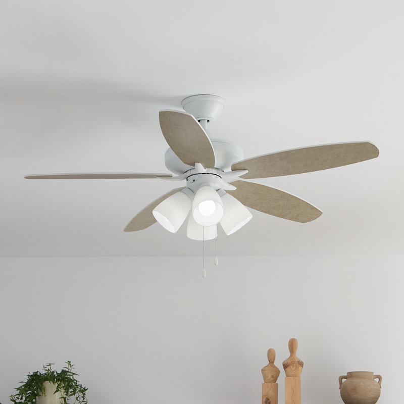 52'' Ceiling Fan with Light Kit, Matte White