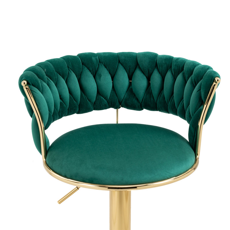 Ahnyla Swivel Upholstered Adjustable Height Counter Stool, Emerald