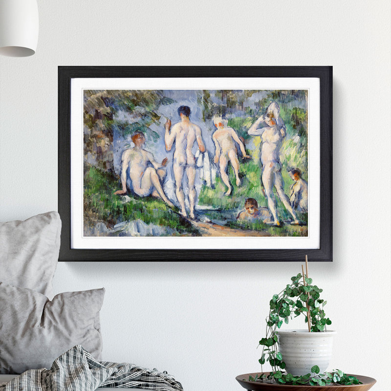 Bathers Vol.5 by Paul Cezanne - Picture Frame Painting, 48cm H x 65cm W x 2cm D, Black Framed