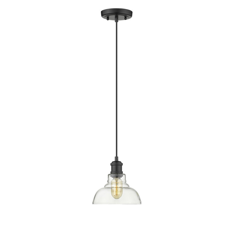 Searcy 1 - Light Schoolhouse Pendant, Black, Clear