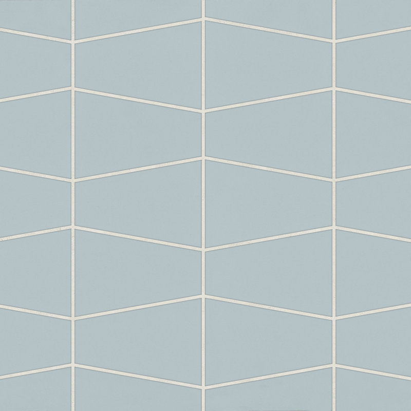 Marin Trapezoid Matte Porcelain Mosaic Tile, Misty Blue